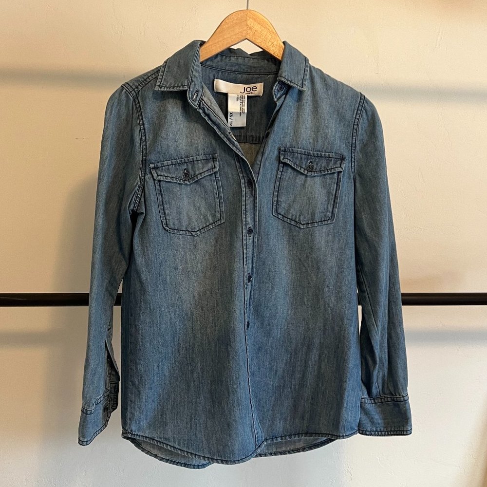 Joe Fresh Front Pocket Denim Long Sleeve Shirt XS
